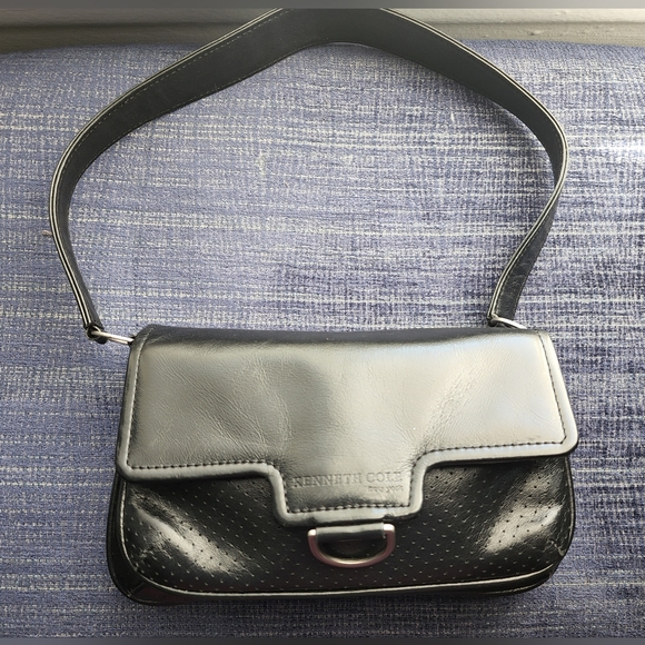 NWOT Y2k kenneth cole black leather shoulder bag - Picture 8 of 14